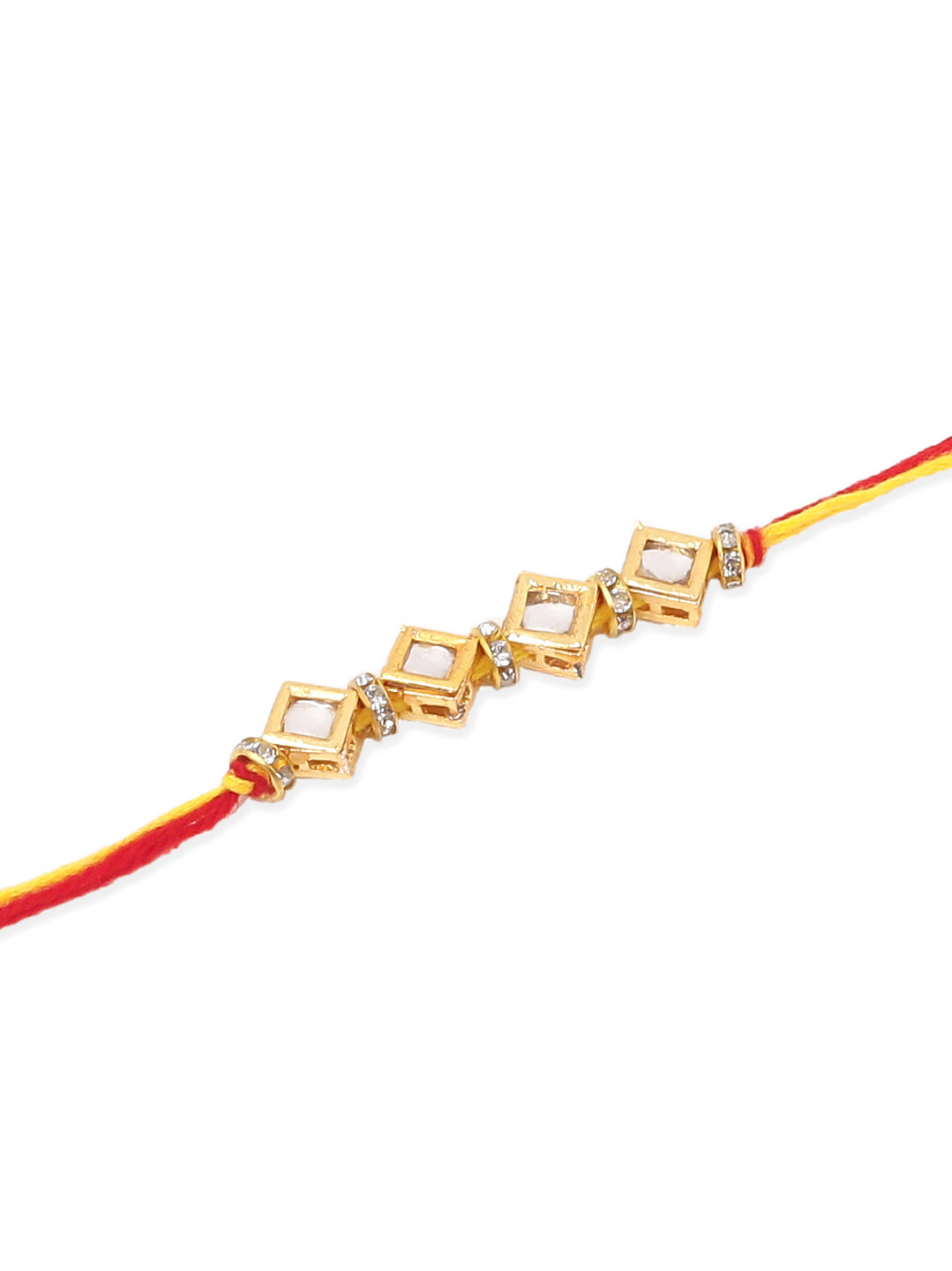 NVR Men's Set of 2 Multicolor Kundan Studded Thread Rakhi, Combo for Rakshabandhan | Grocsy