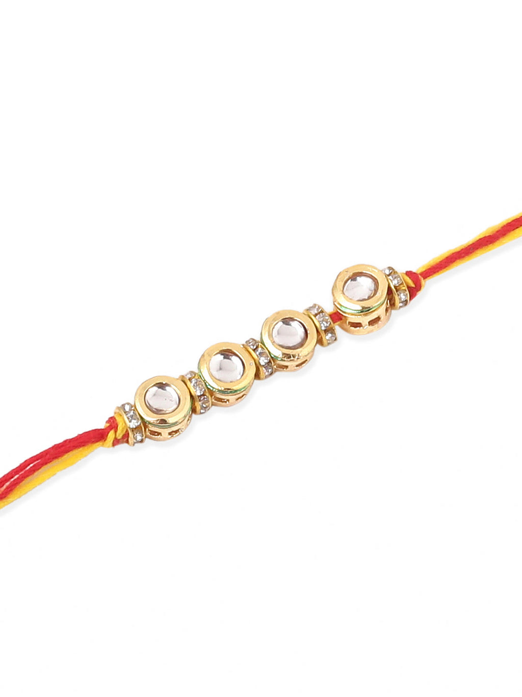 NVR Men's Set of 2 Multicolor Kundan Studded Thread Rakhi, Combo for Rakshabandhan | Grocsy