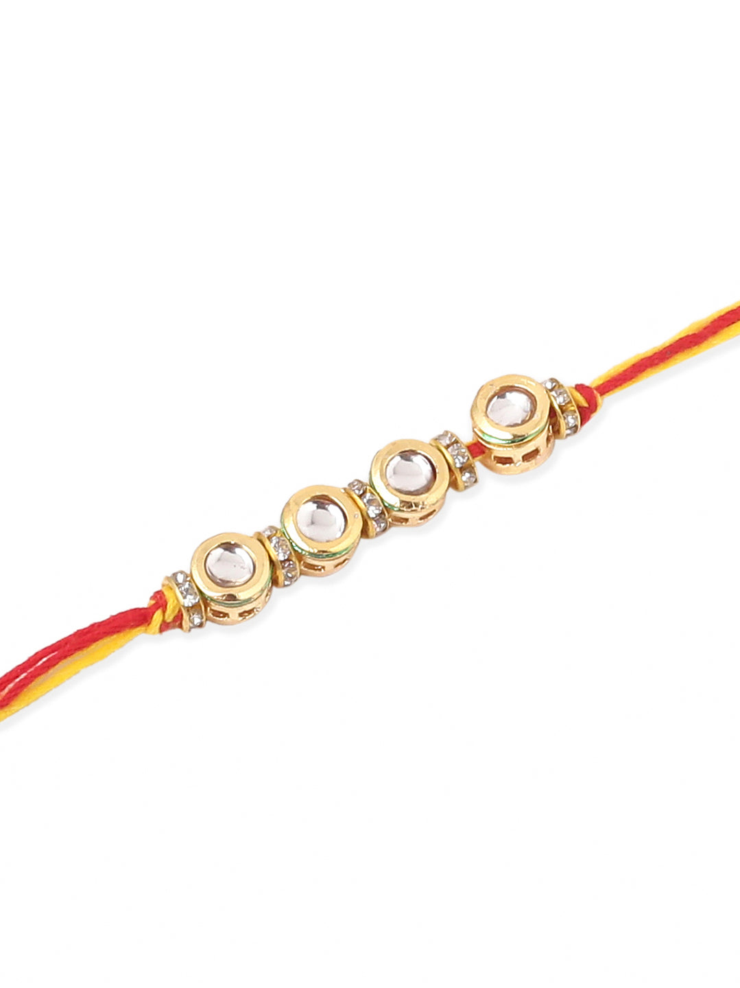NVR Men's Set of 2 Multicolor Kundan Studded Thread Rakhi, Combo for Rakshabandhan | Grocsy