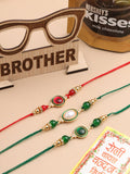 NVR Men Set of 3 Multicolor Artificial Beads & Pearls Thread Rakhi Combo | Grocsy