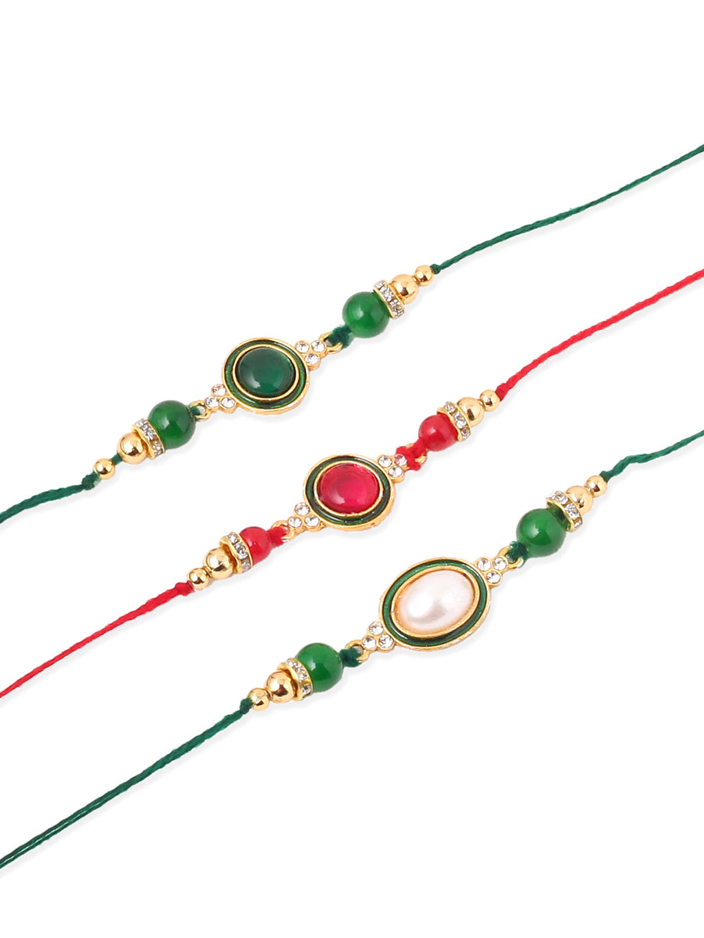 NVR Men Set of 3 Multicolor Artificial Beads & Pearls Thread Rakhi Combo | Grocsy