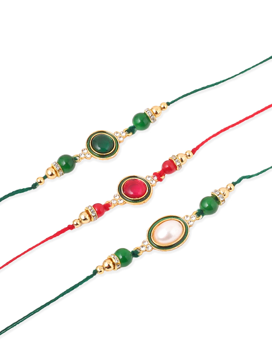 NVR Men Set of 3 Multicolor Artificial Beads & Pearls Thread Rakhi Combo | Grocsy