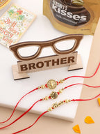 NVR Men's Set of 3 Gold Toned Thread Rakhi Set, Combo for Rakshabandhan | Grocsy