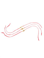 NVR Men Set of 3 Gold Toned Thread Rakhi with Roli Chawal Chandan & Mishri | Grocsy