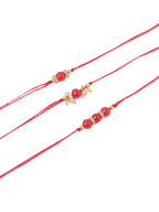 NVR Men Set of 3 Red Artificial Beads & Pearls Thread Rakhi, Combo for Rakshabandhan | Grocsy