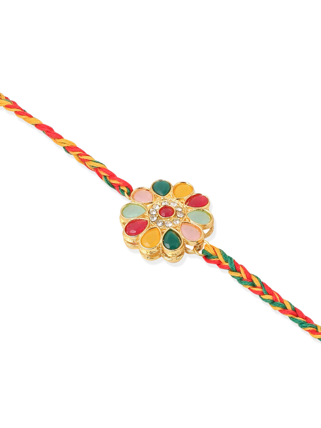 NVR Set of 2 Artificial Beads & Sea Shell Floral Design Bhaiya Bhabhi Rakhi Combo | Grocsy