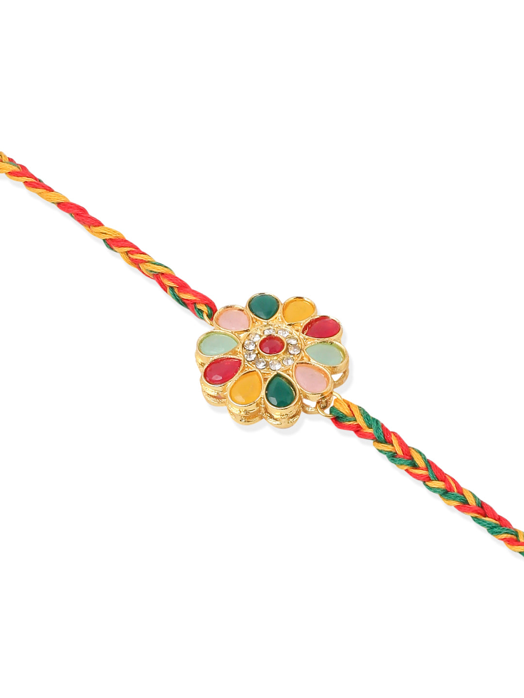 NVR Set of 2 Artificial Beads & Sea Shell Floral Design Bhaiya Bhabhi Rakhi Combo | Grocsy