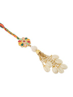 NVR Set of 2 Artificial Beads & Sea Shell Floral Design Bhaiya Bhabhi Rakhi Combo | Grocsy
