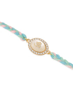 NVR Set of 2 White Pearls & Artificial Beads Bhaiya Bhabhi Rakhi Set, Combo for Rakshabandhan | Grocsy