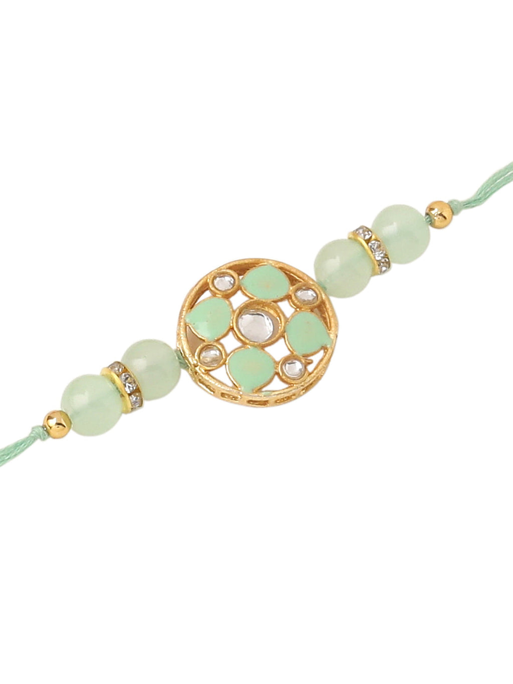 NVR Men Set of 2 Artificial Stones & Beads Floral Design Thread Rakhi Combo | Grocsy