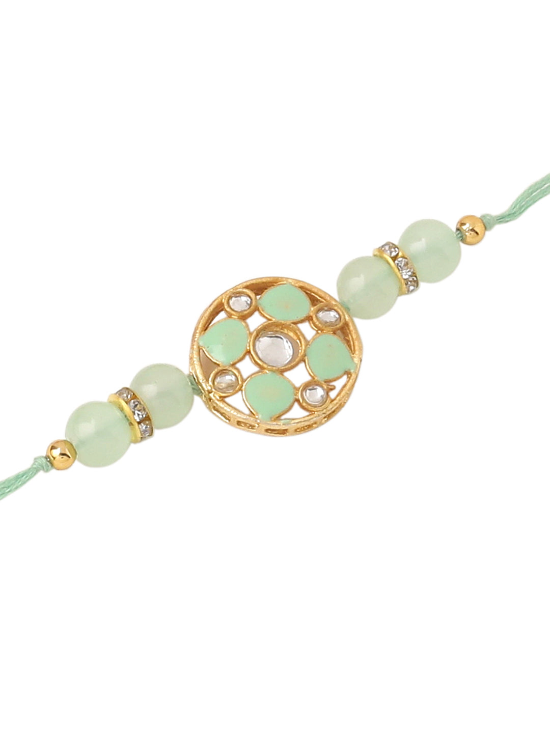 NVR Men Set of 2 Artificial Stones & Beads Floral Design Thread Rakhi Combo | Grocsy