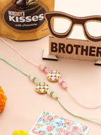 NVR Men Set of 2 Artificial Stones & Beads Floral Design Thread Rakhi Combo | Grocsy