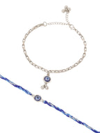 NVR Set of 2 Blue Evil Eye Bhaiya Bhabhi Rakhi, Combo for Rakshabandhan | Grocsy