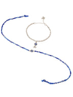 NVR Set of 2 Blue Evil Eye Bhaiya Bhabhi Rakhi with Roli Chawal Chandan & Mishri | Grocsy