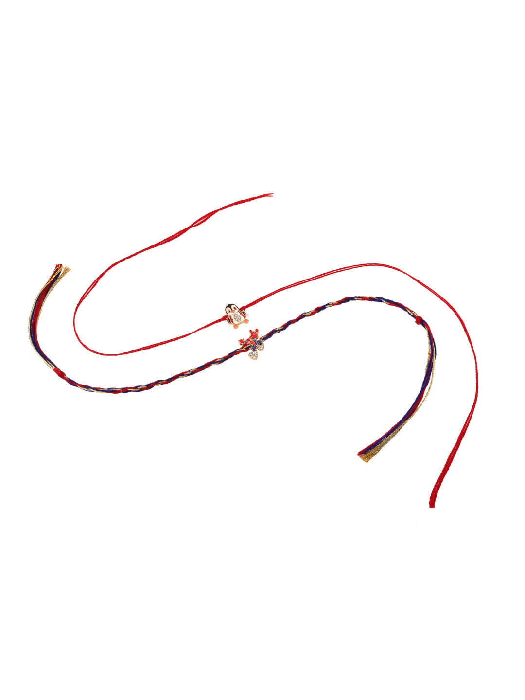 NVR Kids Set of 2 Cartoon Character Blue & Red Thread Rakhi with Roli Chawal Chandan & Mishri | Grocsy