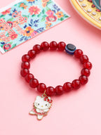 NVR Kids Cartoon Design Maroon Artificial Beads Thread Rakhi with Roli Chawal Chandan & Mishri | Grocsy