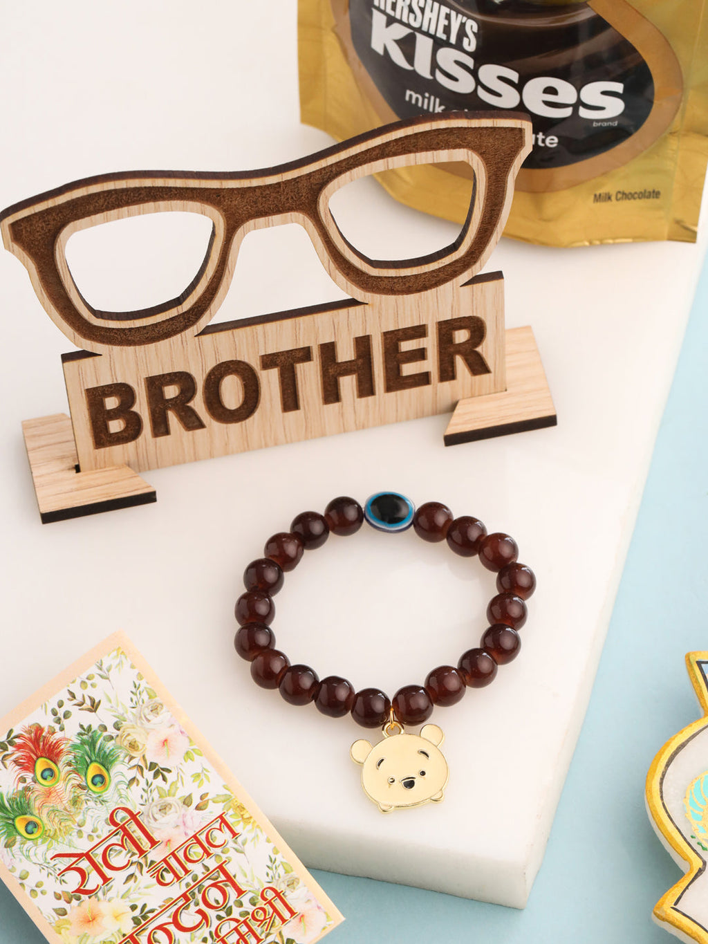 NVR Kids Cartoon Design Brown Artificial Beads Thread Rakhi, Combo for Rakshabandhan | Grocsy