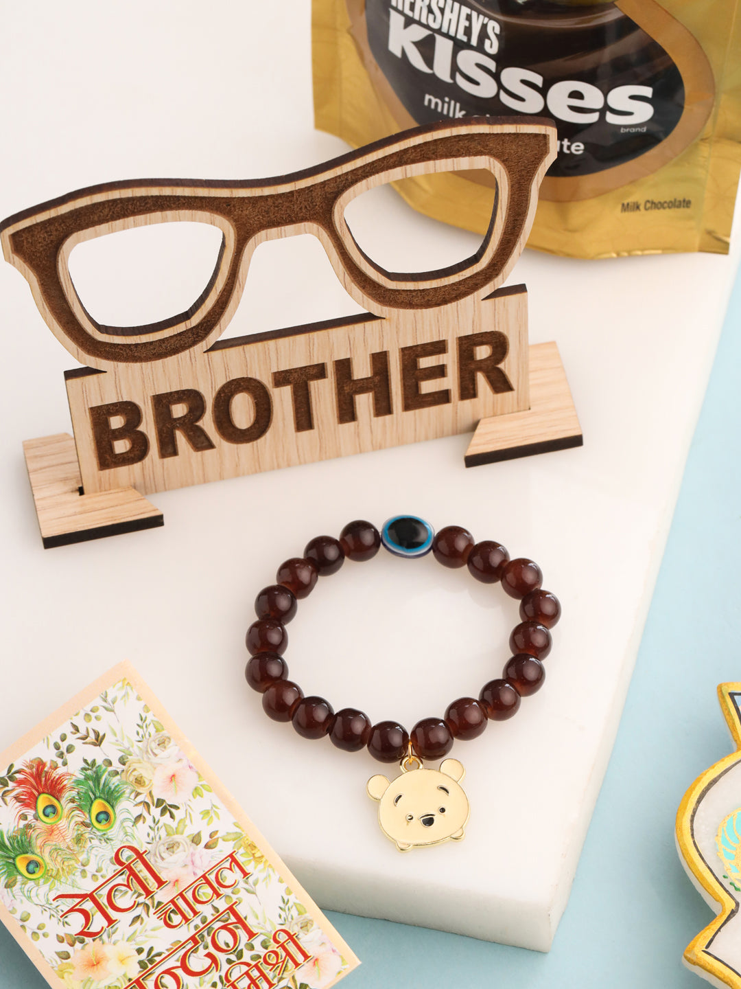 NVR Kids Cartoon Design Brown Artificial Beads Thread Rakhi, Combo for Rakshabandhan | Grocsy
