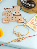 NVR Set of 2 Gold Toned Kundan Studded Bhaiya Bhabhi Rakhi Set, Combo for Rakshabandhan | Grocsy