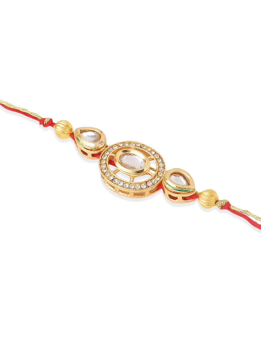 NVR Set of 2 Gold Toned Kundan Studded Bhaiya Bhabhi Rakhi Set, Combo for Rakshabandhan | Grocsy