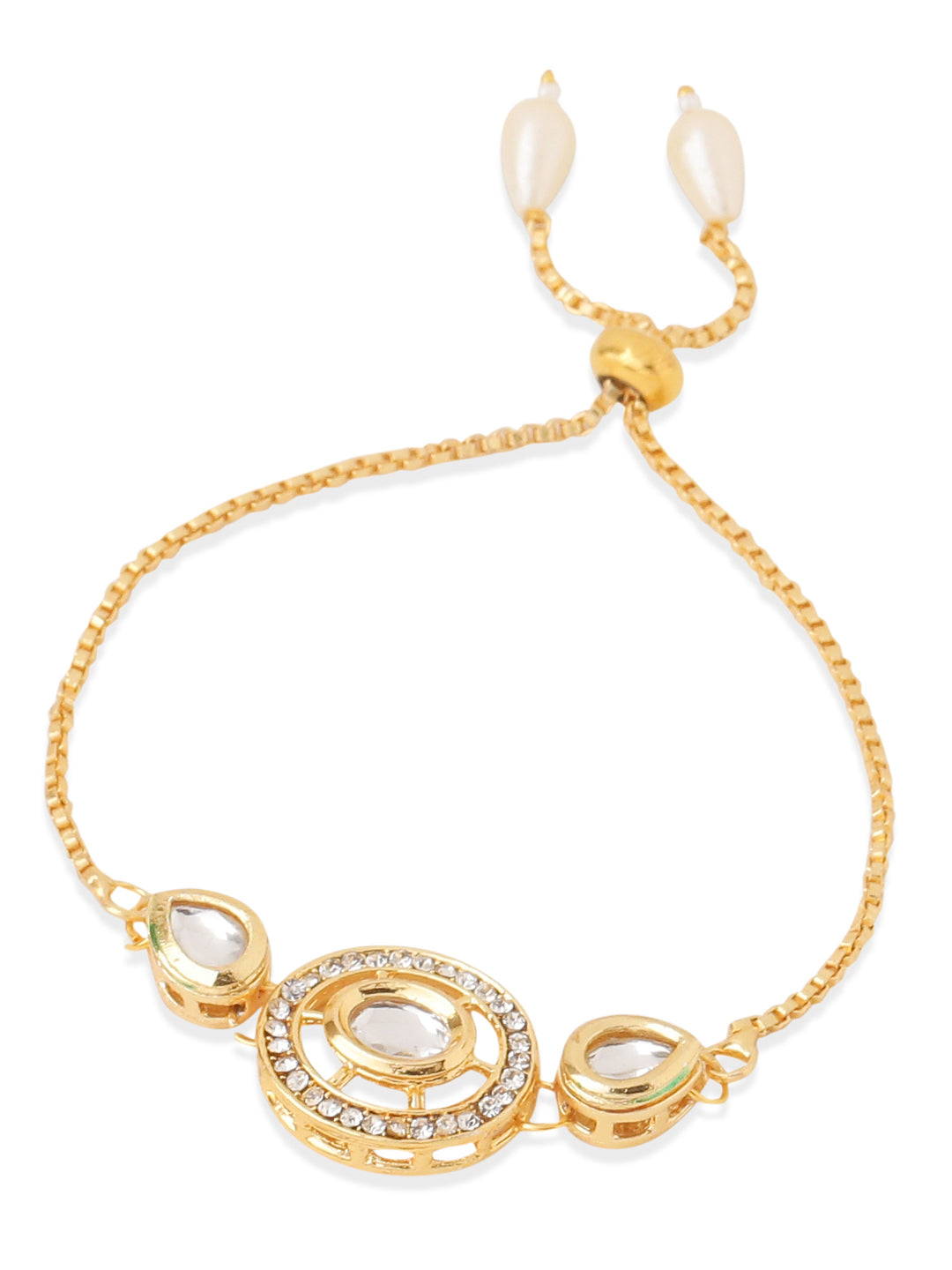 NVR Set of 2 Gold Toned Kundan Studded Bhaiya Bhabhi Rakhi with Roli Chawal Chandan & Mishri | Grocsy