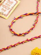 NVR Men Multicolor Artificial Beads Thread Rakhi with Roli Chawal Chandan & Mishri | Grocsy