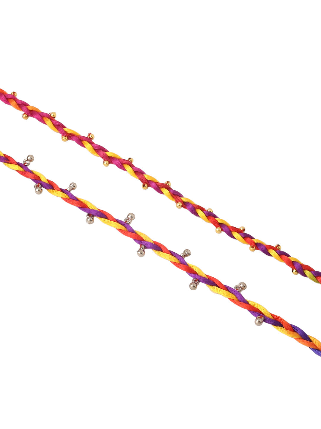 NVR Men Multicolor Artificial Beads Thread Rakhi with Roli Chawal Chandan & Mishri | Grocsy