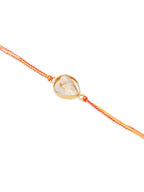 NVR Set of 2 Gold Toned Pearls Bhaiya Bhabhi Rakhi with Roli Chawal Chandan & Mishri | Grocsy