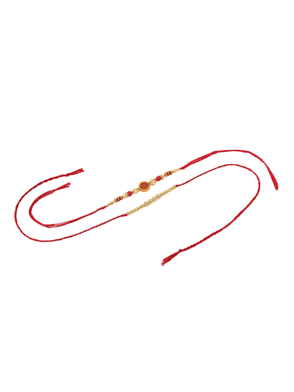 NVR Men's Set of 2 Red Religious Thread Rakhi with Roli Chawal Chandan & Mishri | Grocsy