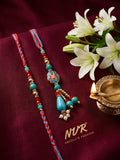 NVR Set of 2 Multicolor Artificial Beads Bhaiya Bhabhi Thread Rakhi With Roli Chawal | Grocsy