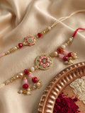 NVR Set of 2 Round Shape Artificial Stones & Beads Bhaiya Bhabhi Rakhi With Roli Chawal | Grocsy