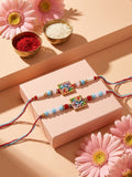 NVR Set of 2 Multicolor Artificial Beads Bhaiya Bhabhi Rakhi With Roli Chawal Chandan | Grocsy