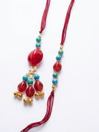 NVR Set of 2 Artificial Beads & Gold Toned Ghungroo Bhaiya Bhabhi Rakhi with Roli Chawal | Grocsy