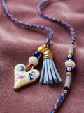 NVR Set of 2 Evil Eye Beaded Heart Shape Bhaiya Bhabhi Rakhi with Roli Chawal Chandan | Grocsy