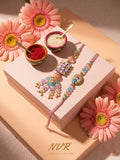 NVR Set of 2 Artificial Beads Traditional Bhaiya Bhabhi Rakhi with Roli Chawal Chandan | Grocsy