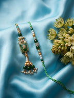 NVR Set of 2 Green Artificial Beads Traditional Bhaiya Bhabhi Rakhi with Roli Chawal | Grocsy