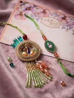 NVR Set of 2 Artificial Stones Designer Bhaiya Bhabhi Rakhi with Roli Chawal Chandan | Grocsy