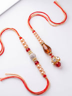 NVR Set of 2 Multicolor Artificial Stones & Beads Bhaiya Bhabhi Rakhi With Roli Chawal | Grocsy