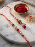 NVR Set of 2 Multicolor Artificial Stones & Beads Bhaiya Bhabhi Rakhi With Roli Chawal | Grocsy