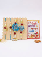 NVR Set of 4 Family Pack Beaded Thread Rakhi with Roli Chawal Chandan Mishri | Grocsy