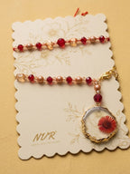 NVR Set of 2 Gold Toned Red Artificial Beads Bhaiya Bhabhi Rakhi With Roli Chawal Chandan | Grocsy