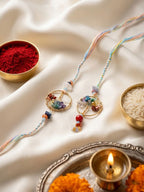 NVR Set of 2 Artificial Stones Bhaiya Bhabhi Rakhi with Roli Chawal Chandan Mishri | Grocsy