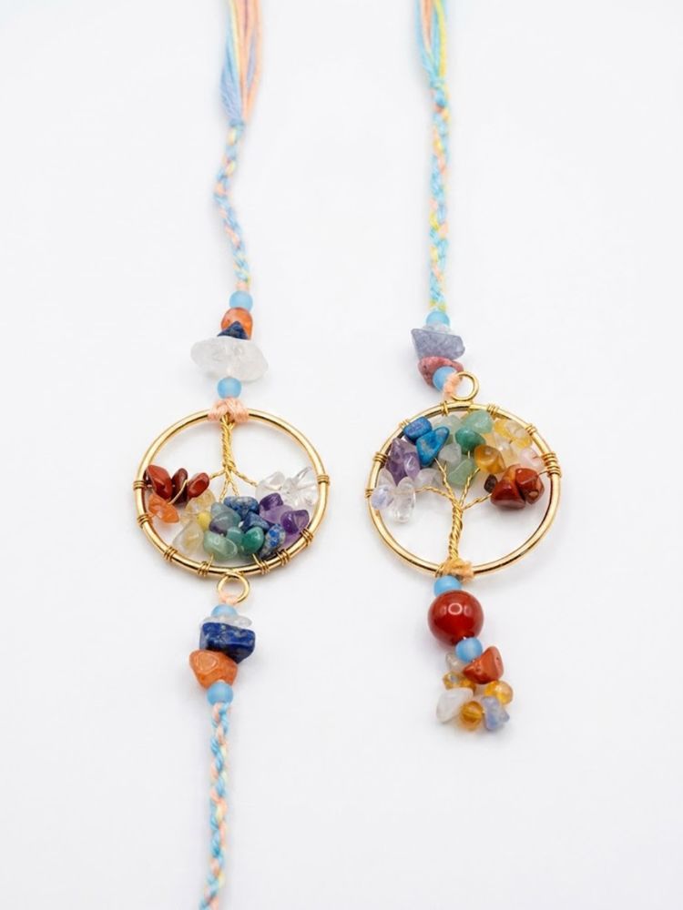 NVR Set of 2 Artificial Stones Bhaiya Bhabhi Rakhi with Roli Chawal Chandan Mishri | Grocsy