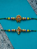 NVR Set of 2 Traditional Thread Rakhi with Roli Chawal Chandan Mishri | Grocsy