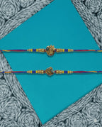 NVR Set of 2 Peacock Design Thread Rakhi with Roli Chawal Chandan Mishri | Grocsy