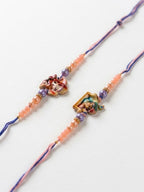 NVR Set of 2 Krishna Ji & Ganesh Ji Beaded Religious Thread Rakhi with Roli Chawal | Grocsy