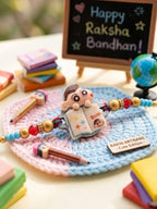 NVR Kids Shinchan Character Artificial Beads Thread Rakhi with Roli Chawal Chandan Mishri | Grocsy