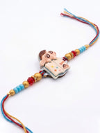 NVR Kids Shinchan Character Artificial Beads Thread Rakhi with Roli Chawal Chandan Mishri | Grocsy