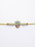 NVR Multicolor Artificial Beads Ganesh Ji Thread Rakhi With Roli Chawal Chandan Mishri | Grocsy