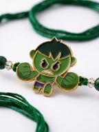 NVR Kids Hulk Character Artificial Beads Thread Rakhi with Roli Chawal Chandan Mishri | Grocsy